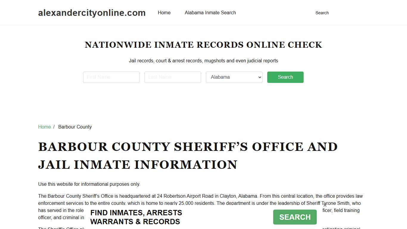 Barbour County Sheriff, AL, Jail Inmate Search, Recent Arrests